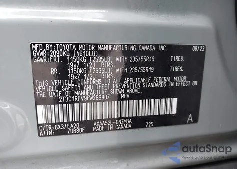 2023 Toyota Rav4 Xle Premium from USA, damaged, VIN 2T3C1RFV9PW289807